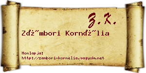Zámbori Kornélia névjegykártya